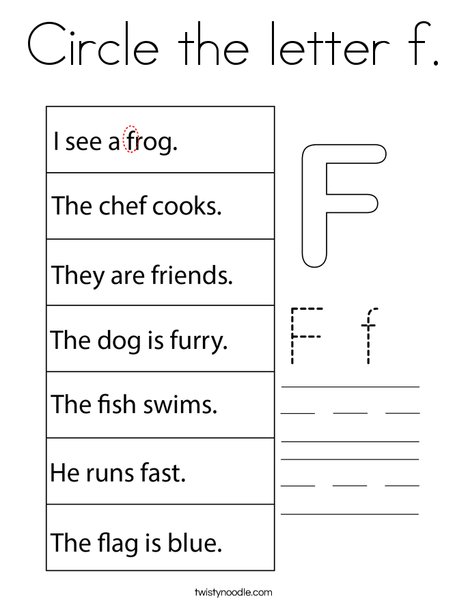 Circle the letter f. Coloring Page