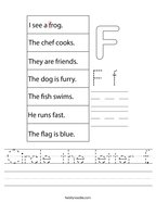 Circle the letter f Handwriting Sheet