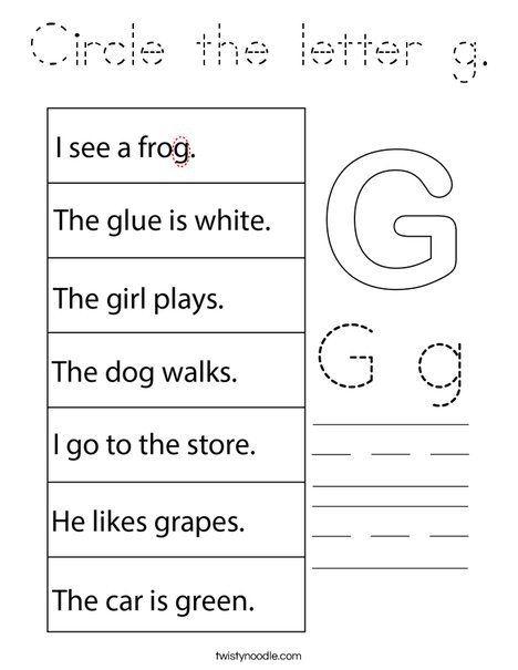 Circle the letter g. Coloring Page