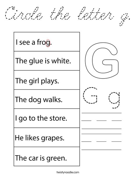 Circle the letter g. Coloring Page