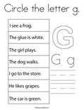 Circle the letter g. Coloring Page