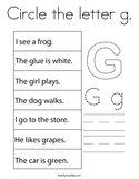 Circle the letter g Coloring Page