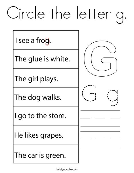 Circle the letter g. Coloring Page