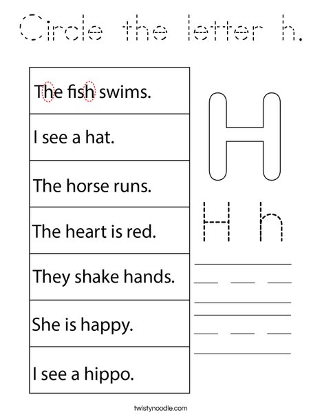 Circle the letter h. Coloring Page