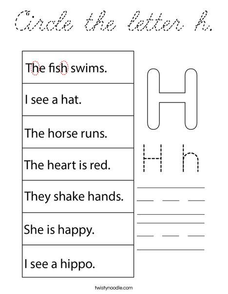 Circle the letter h. Coloring Page