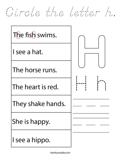 Circle the letter h. Coloring Page