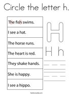 Circle the letter h Coloring Page