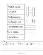 Circle the letter h Handwriting Sheet