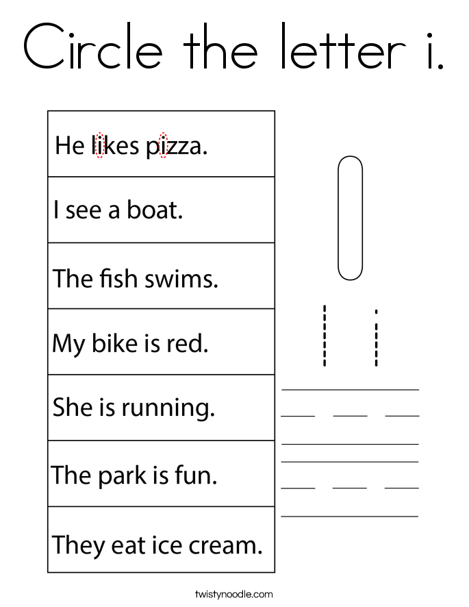 Circle the letter i. Coloring Page
