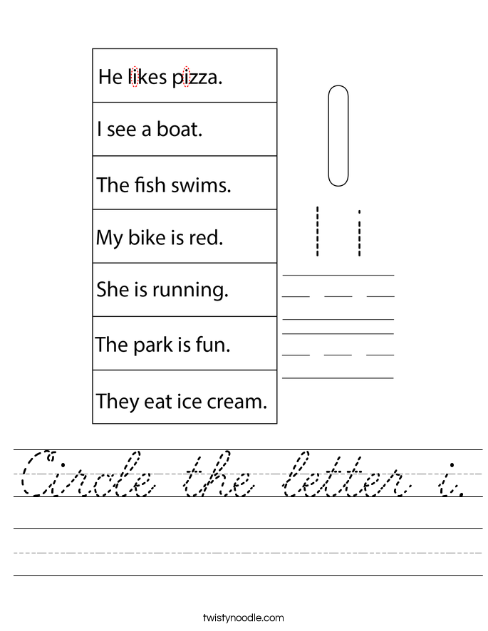Circle the letter i. Worksheet