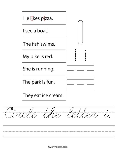 Circle the letter i. Worksheet