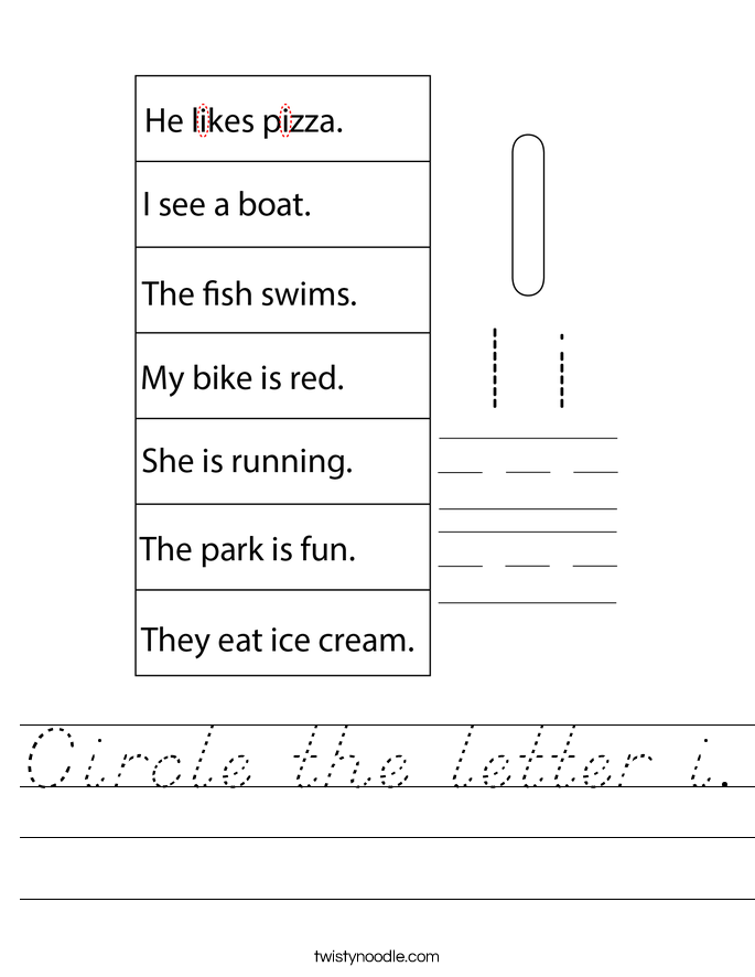Circle the letter i. Worksheet