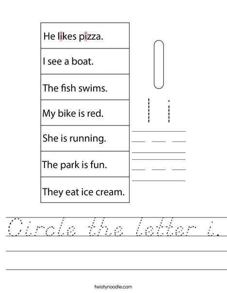 Circle the letter i. Worksheet
