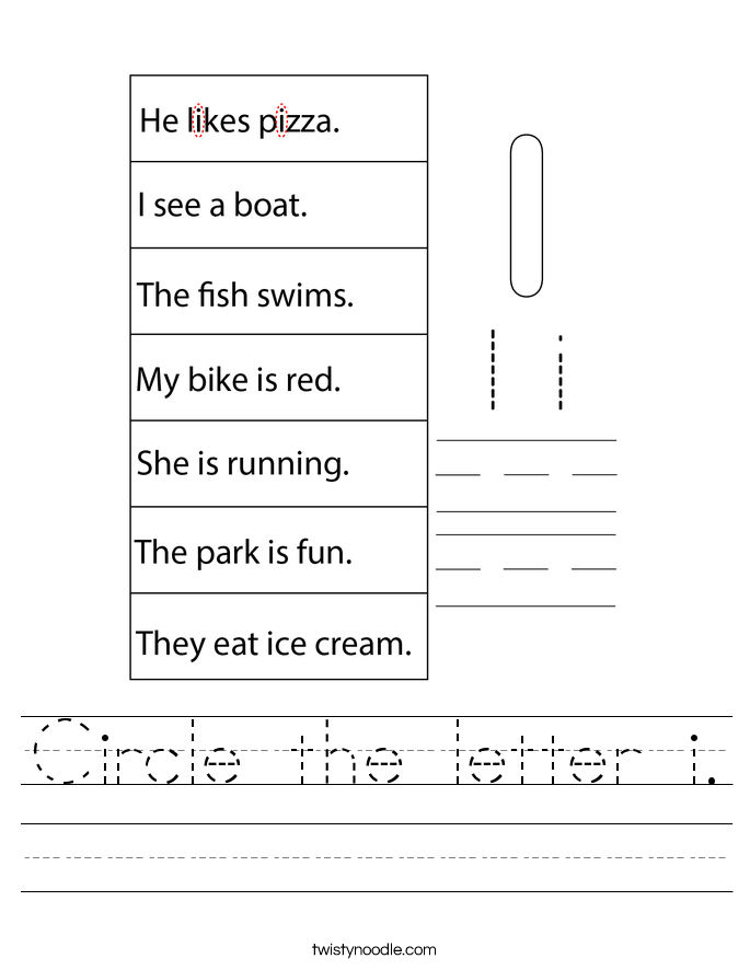 Circle the letter i. Worksheet