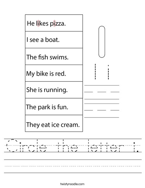 Circle the letter i. Worksheet