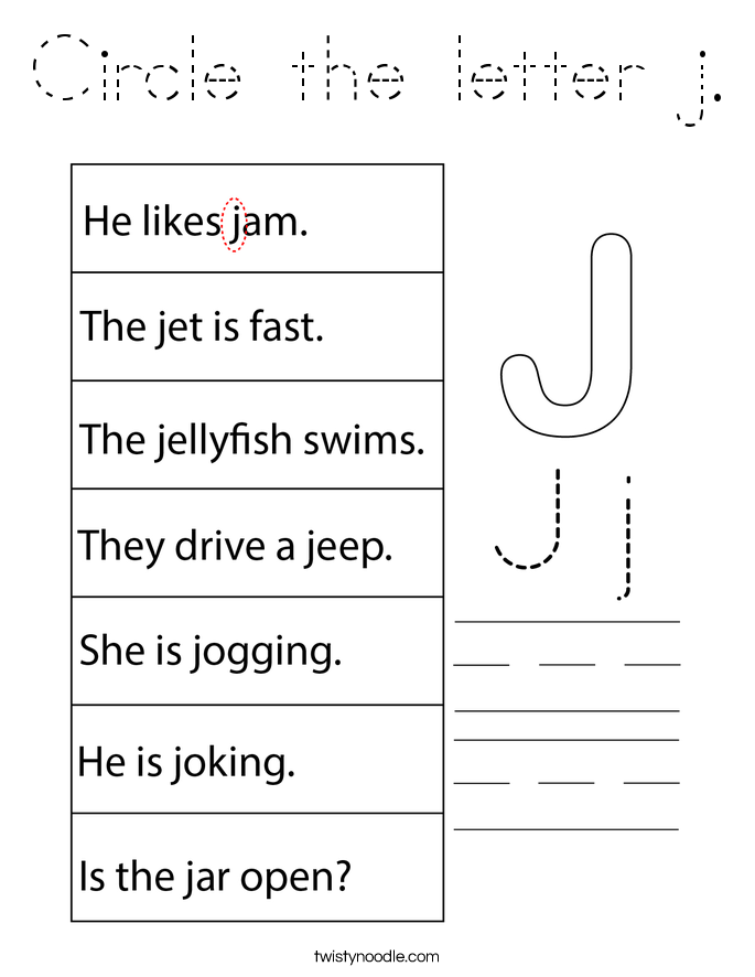 Circle the letter j. Coloring Page
