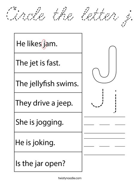 Circle the letter j. Coloring Page