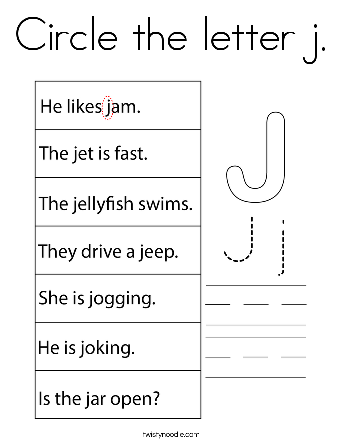 Circle the letter j. Coloring Page