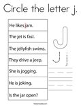 Circle the letter j. Coloring Page