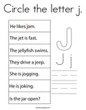 Circle the letter j Coloring Page