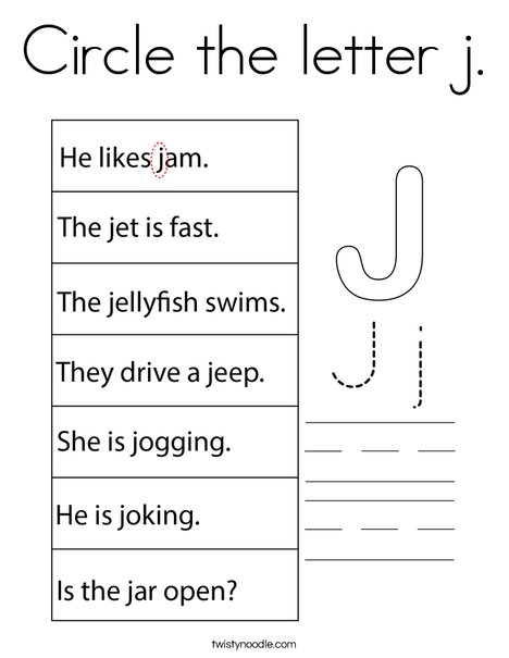 Circle the letter j. Coloring Page
