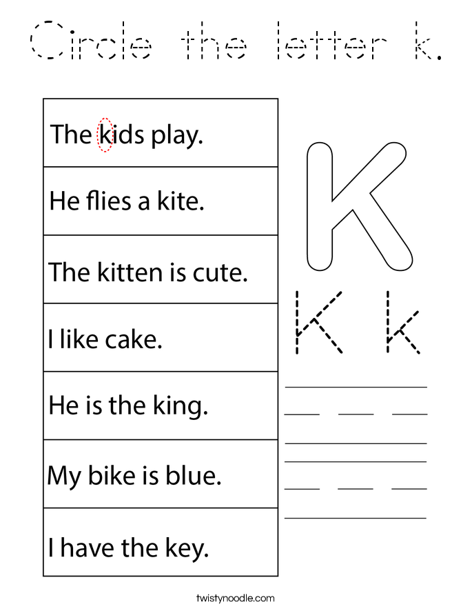 Circle the letter k. Coloring Page