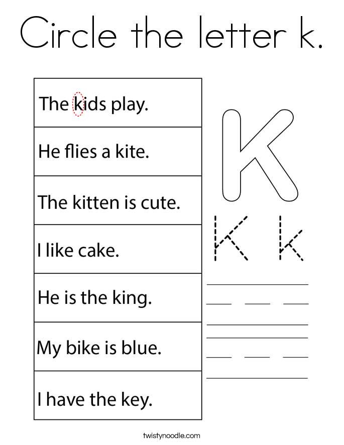 Circle the letter k. Coloring Page