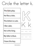 Circle the letter k. Coloring Page