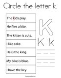 Circle the letter k Coloring Page