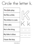 Circle the letter k Coloring Page