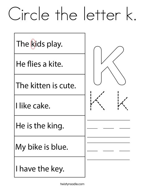 Circle the letter k. Coloring Page