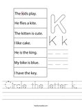 Circle the letter k. Worksheet