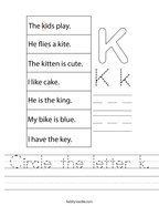 Circle the letter k Handwriting Sheet