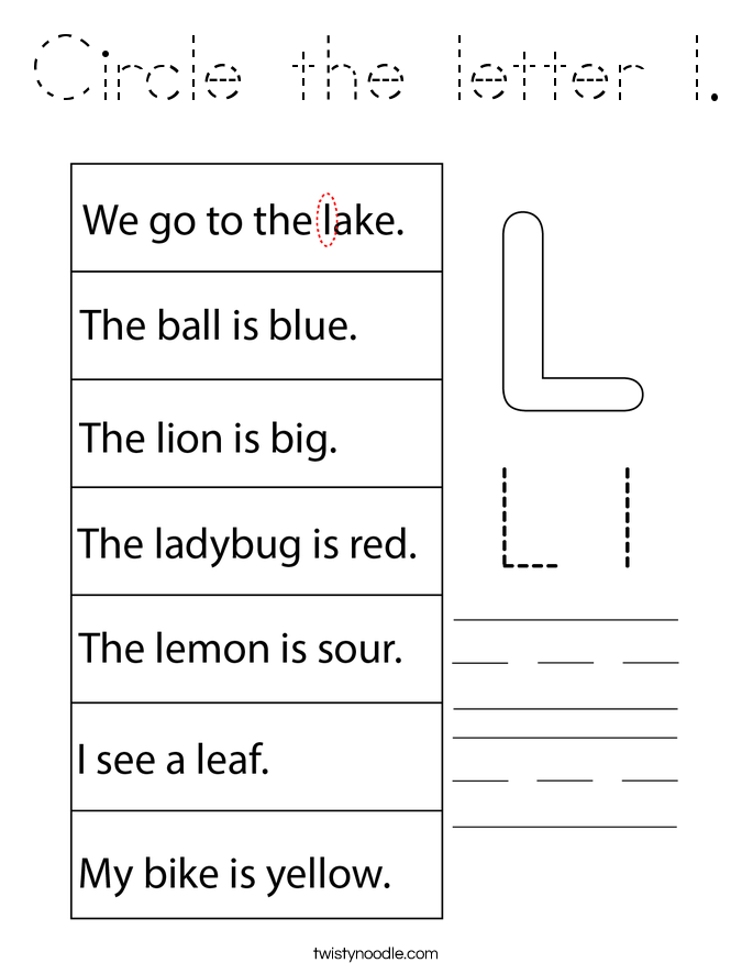 Circle the letter l. Coloring Page