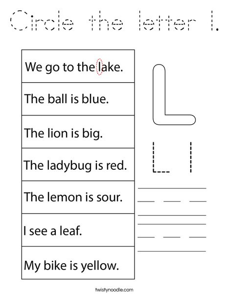 Circle the letter l. Coloring Page