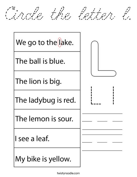 Circle the letter l. Coloring Page