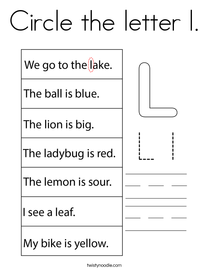Circle the letter l. Coloring Page