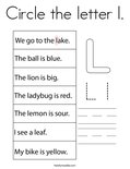 Circle the letter l. Coloring Page