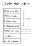 Circle the letter l Coloring Page
