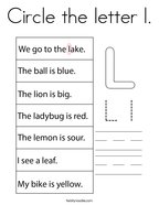 Circle the letter l Coloring Page