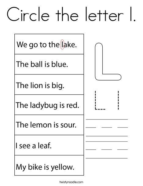 Circle the letter l. Coloring Page
