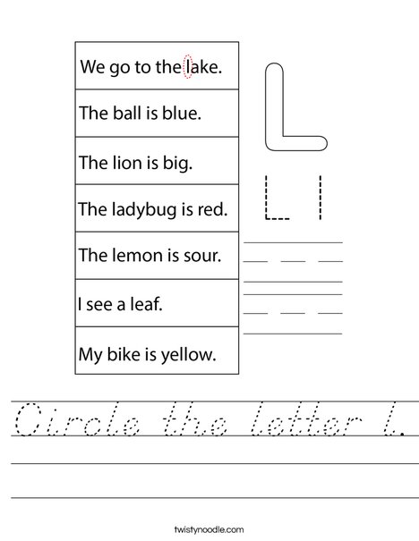 Circle the letter l. Worksheet