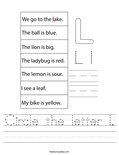 Circle the letter l. Worksheet