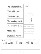 Circle the letter l Handwriting Sheet
