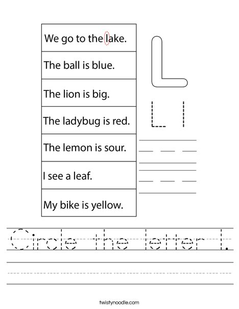 Circle the letter l. Worksheet