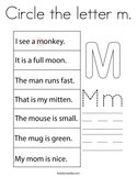 Circle the letter m Coloring Page