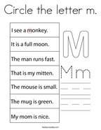 Circle the letter m Coloring Page
