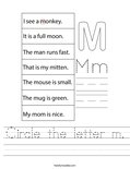 Circle the letter m. Worksheet