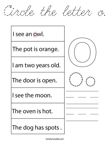 Circle the letter o. Coloring Page