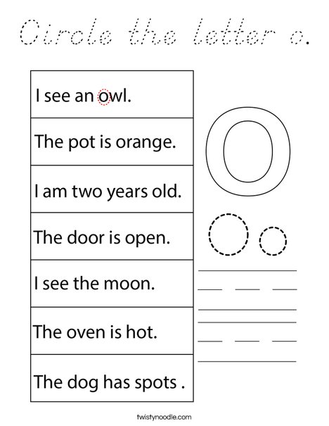 Circle the letter o. Coloring Page